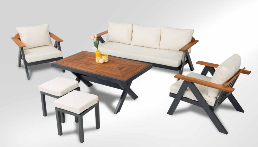 Hera Plus İroko Oturma Grubu Antrasit-Beyaz Hera Plus İroko Oturma Grubu Antrasit-Beyaz